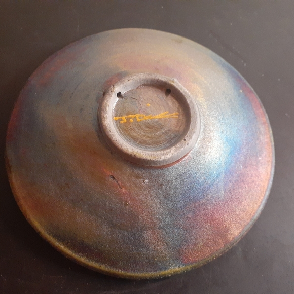 STUNNING Artist Signed J Diller 5" Buffalo Raku Art Trinket Holder. - Picture 3 of 4